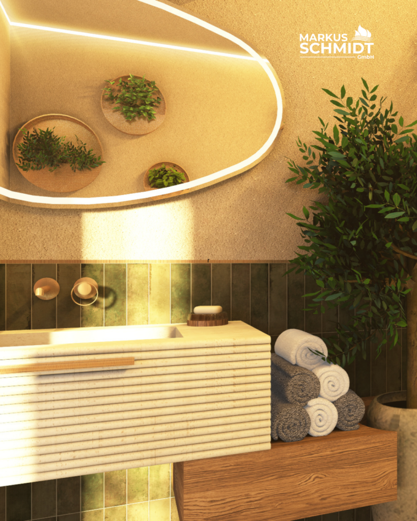 großer Spiegel in Badezimmer